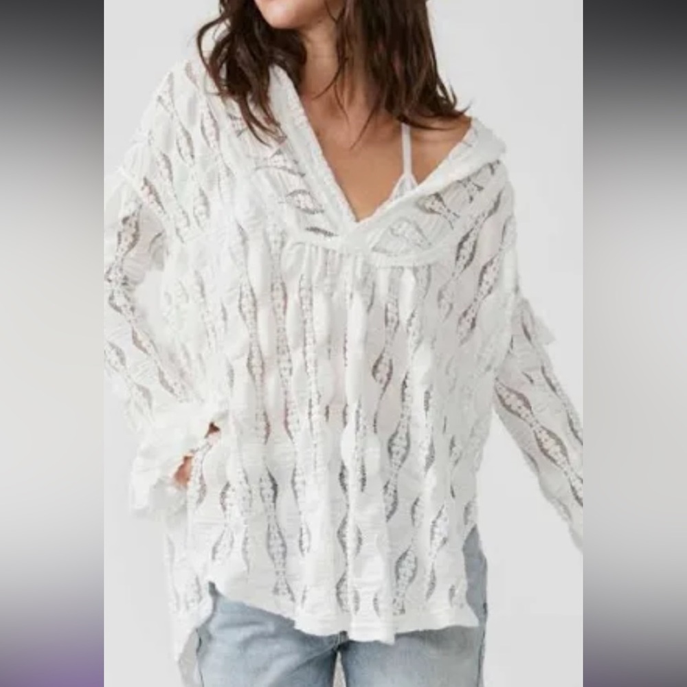 Free People Lace Tunic- White- Med